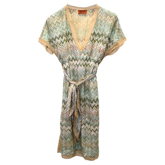 Missoni Dresses & Skirts - Missoni Belted V-neck Dress in Blue Viscose